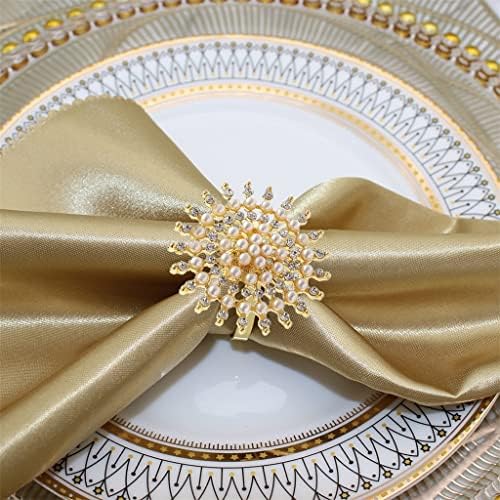 Цветник на Цветни бисери Ринстон прстен метал кристален држач за салфетка за венчаница Божиќна забава трпеза
