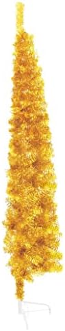 Видаксл тенка вештачка половина новогодишна елка со штанд злато 47,2 “