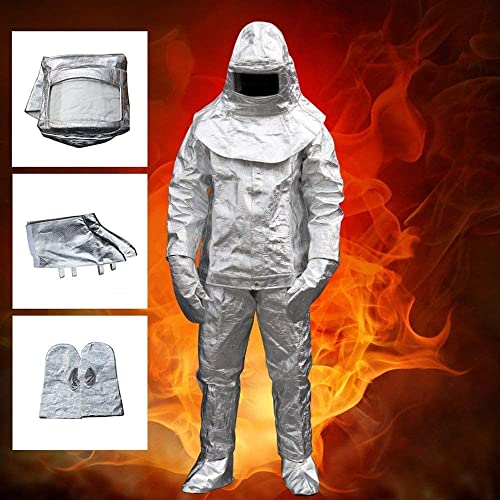Отпорен на топлина Огнена плоча од алуминизирана костум Антирмичко зрачење 1000 степени Вклучете 1 палто+1 пантолона+1 шлем+1