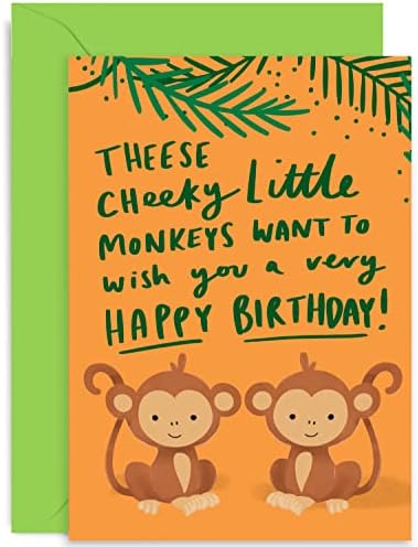 Стариот англиски копродукции Мали мајмуни роденденска картичка до тато Мами - Забавен мајмуни Забавна картичка за роденден на татко