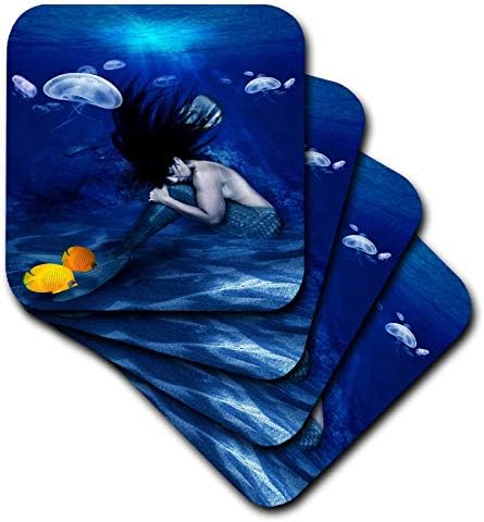 3дроза-Леќа Уметност Од Фиренца-Сирени и Скали-Слика На Сирена Под Вода Со Желе Риба и Портокалова Риба-Подлоги