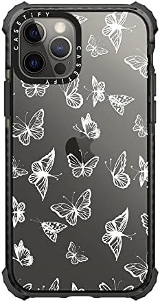 Случај на Ултра Влијание за Iphone 12 / iPhone 12 Про-Бела Пеперутка-Јасна Црна