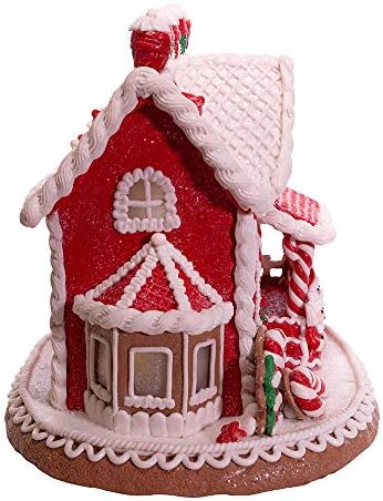 Курт С. Адлер 9-инчен црвен и бел Дедо Мраз и г-ѓа Клаус Gingerbread House, Мулти