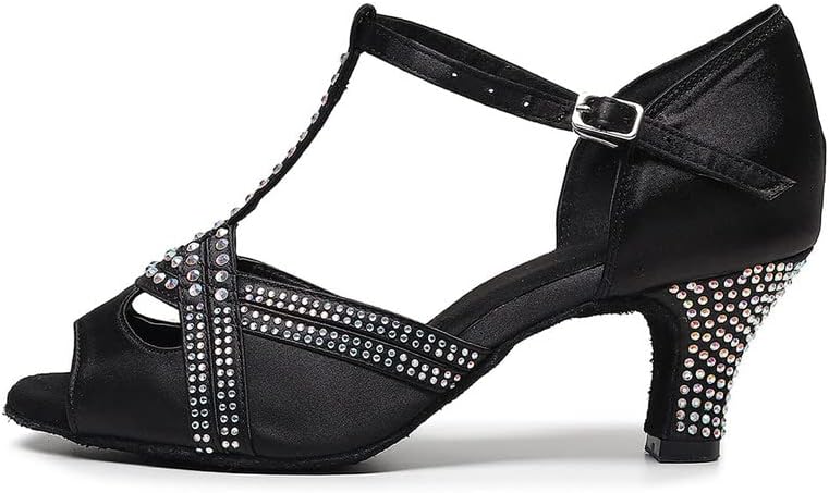 Aoqunfs жени rhinestones латински танцувачки чевли за салса салса перосферен свадбени чевли за танцување, модел z004