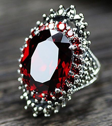 Викторија накит мода женски 925 Стерлинг сребрена црвена рубин и марказит прстен накит со големина 7-10