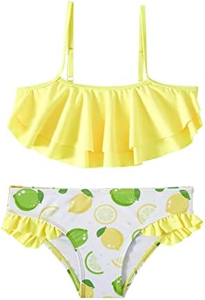 Големи деца овошје лимон шема посебна костим за капење девојки за капење сет плажа за капење топла пролетна костима за капење лето девојки