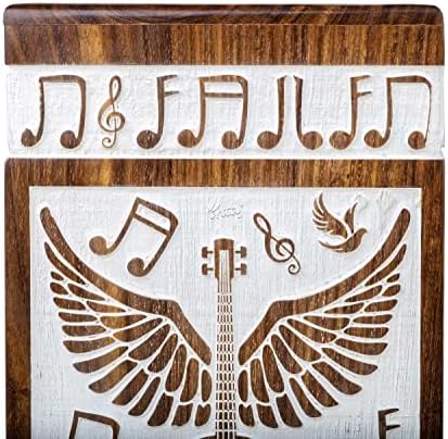 Intaj Rosewood Urn for Ashes - гитара крилја дрвена урна за човечка пепел рачно изработена - дрвена урна кутија за кучиња мачки пепел рачно