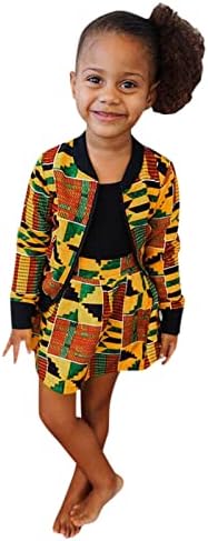 Девојки девојки африкански бохемија стил пролетна облека облека со долг ракав палто здолниште од 2 парчиња печатење