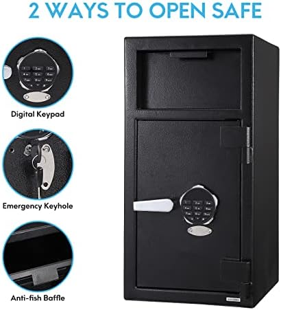 Безбедна Дигитална Безбедна Кутија за Депозитар, Електронски Челик Од 13,7 Х 15,7 Х 27,2 Со Тастатура, Кутија За Заклучување Со Слот, Метална Кутија