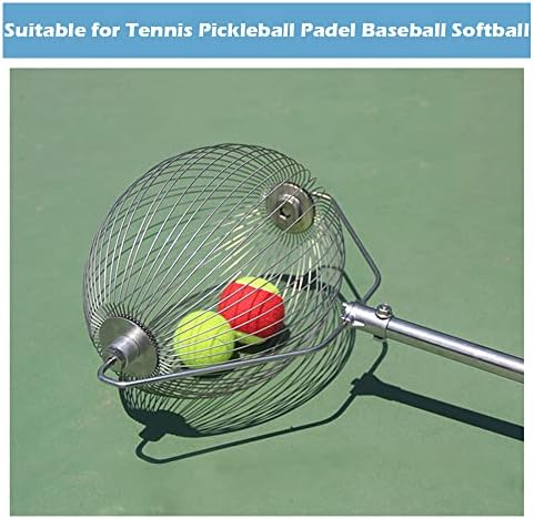 АНБТ топка колекционер на топката горе за тениски маризба, пакел бејзбол мекобол, прилагодлива рачка со должина, издржлив челик