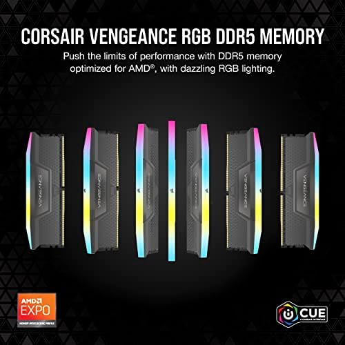 CORSAIR ОДМАЗДА RGB DDR5 RAM МЕМОРИЈА 32GB DDR5 5200MHz C40-40-40-77 1.25 V AMD Оптимизирана Компјутерска Меморија Црна