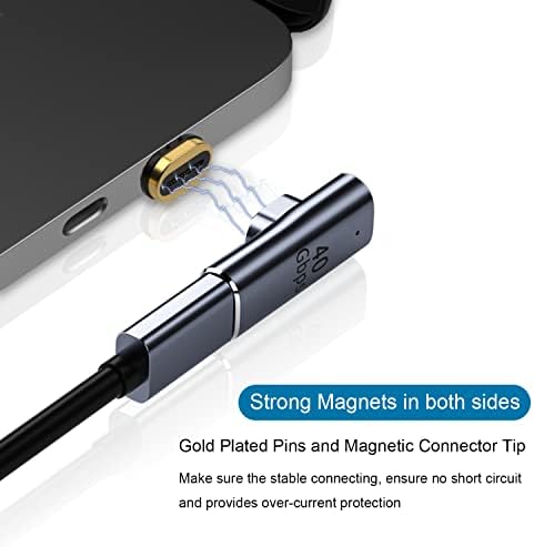 AreMe USB C Магнетни Адаптер - 3 Конектор Совети, 90 Степен Прав Агол Тип C Адаптер Поддршка 100w Брзо Полнење 40gbps Пренос НА Податоци 8K@60hz