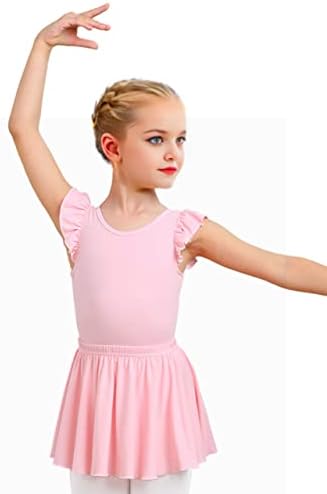 Luouse Cute Ruffle Ballet Ballet Leotards Combo за девојки со танцување здолниште