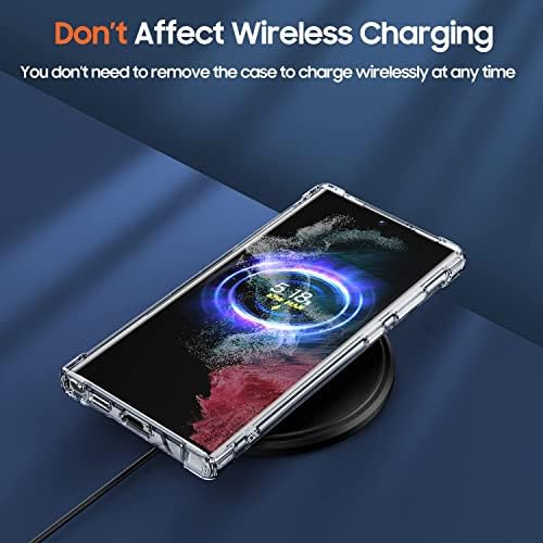 Киомија Дијамант јасен случај за Samsung Galaxy S22 Ultra, хибриден тврд компјутер заден панел со мек TPU браник [Заштита на пад