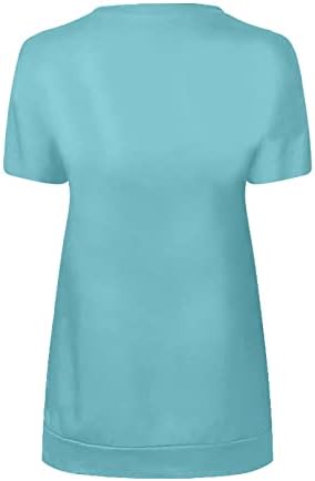 Lummerенски летни врвови модни полу -патент кошули со краток ракав, цветни печати v вратот лабави удобни маички блузи