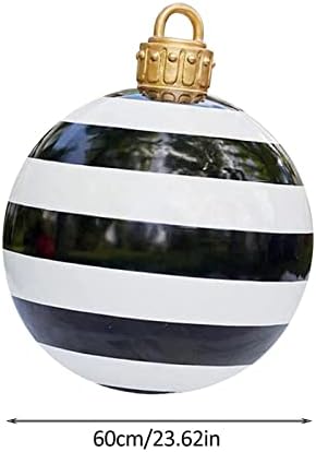 Надворешно Божиќно надувување украсена топка | 60cm/23.6inch Голема водоотпорна ПВЦ за надувување декоративна топка | Надворешни божиќни карирани