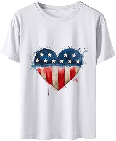 Американско знаме Печатено кошула со кошула Dayенски ден на независност Туника врвови Новини графички маички со кратки ракави за