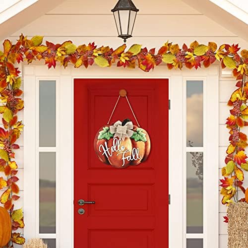 Здраво есен, добредојде од тиква дрво знак vestетва на добредојде знак рустикална тиква врата закачалка за есенско снабдување со