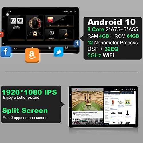 IYING 13.3 Инчен Двоен Din Автомобил Стерео Ротирачки Тесла Стил Андроид За Ford F150/Фокус Безжичен CarPlay Безжичен Android Auto 4G+64G