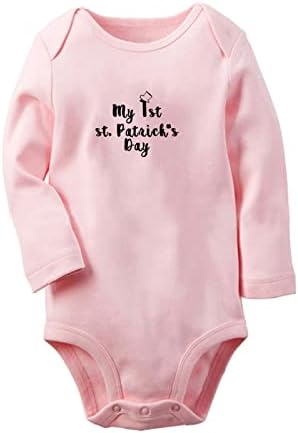 Idzn мојот 1 -ви Св. Денот на Патрик смешни ромци, новородени бебешки тела, облека за комбинезони за новороденчиња, облека за деца со долги ракави