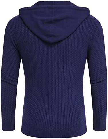 Бабиобоа Машки обични дуксери плетени дуксери за џемпери со долги ракави солиден џемпер со цврста качулка мода влечење пуловер