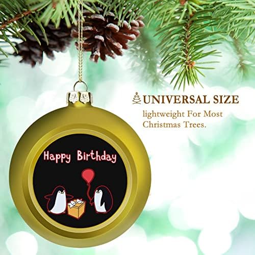 Среќен роденден со пингвини Божиќна топка што виси украси Xams Декорација на дрво за забава