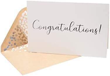 50 Пакет Честитки Картичка-Елегантни Честитки Со Честитки Врежани Со Букви Од Сребрена Фолија - За Ангажман, Дипломирање, Свадба-Вклучени