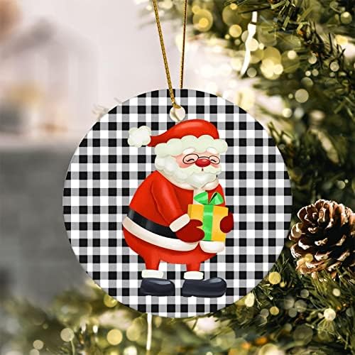 Божиќен снежен човек Божиќно порцелански украс на таблички керамички украс 3,2 инчи две страни печатени со злато жица ретро нови идеи за