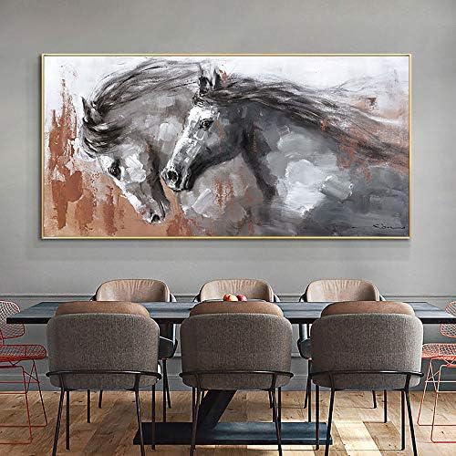 Рачно насликано масло сликарство на платно, рачно насликано модерна уметничка животинска апстрактна коњи кои трчаат масло сликарство
