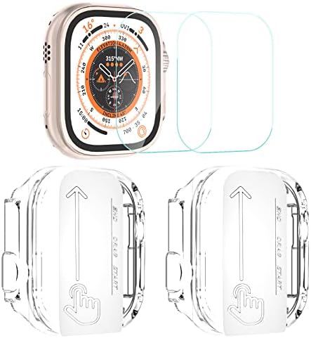 Заштитник на екранот Shenou за Apple Watch Ultra 49mm, инсталатор за заштитен капак со 2 пакувања за Iwatch Ultra 49mm