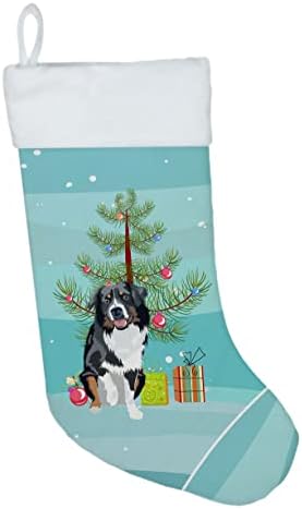 Богатства на Каролина WDK2945CS Австралискиот овчар Црн триколор #1 Божиќно божиќно порибување, камин виси чорапи Божиќна сезона забава Декори за семејни празници, укр?