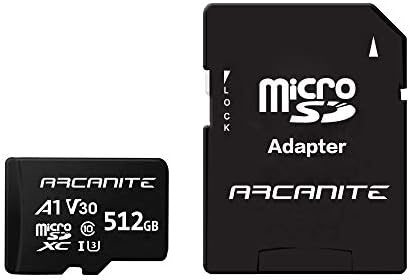 Арканит 512gb microSDXC Мемориска Картичка Со Адаптер-А1, UHS-I U3, V30, 4K, C10, Микро SD, Оптимална Брзина На Читање до 90 MB/s