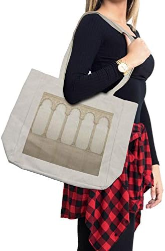 Торба за шопинг на Амбесон столб, wallид за тема на архитектура со грациозни колони и лакови Дигитална слика за печатење, еколошка торба