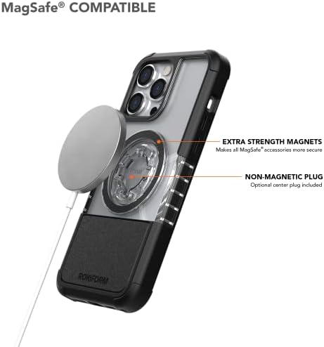 Rokform - iPhone 14 Pro Макс Двојна Магнет &засилувач; MagSafe Компатибилен Кристал Случај + Магнетни Спорт Прстен Стојат &засилувач;