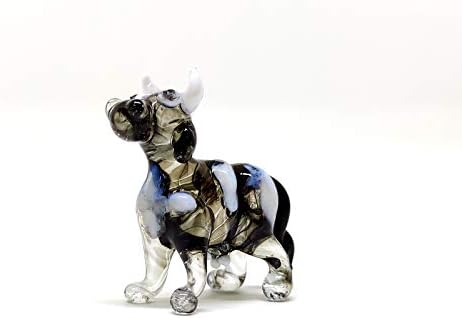 Сансукијај крава ситни фигурини рачно разнесено стакло стакло уметност животни колекционерски подарок за дома, црно бело