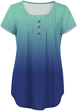 Letulенски летни маици со маици вратоврска боја кратки ракави врвови за хеланки копче пуловер лабава вклопени кошули со блузи, врвови на туника