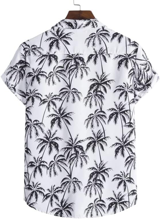 Houkai Men's Hawaiian Burtions Постави краток ракав Печатено лежерно копче надолу со кошула од кошула од одморалиште 2 парчиња одморалиште костум