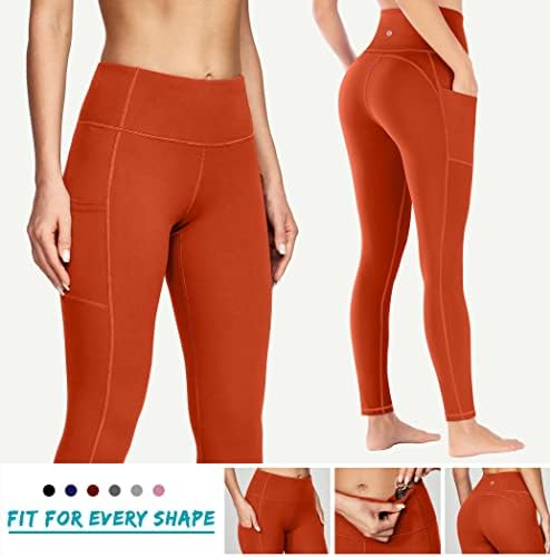 Евдос женски јога панталони со џебови - хеланки со џебови, контрола на стомакот со висока половината што не се гледаат низ панталони за тренингот