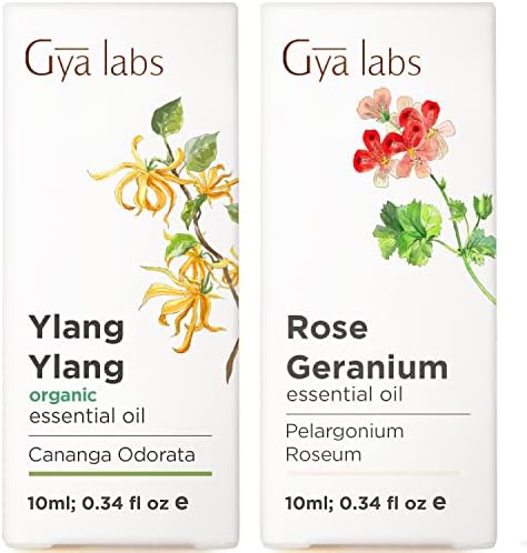 Органско есенцијално масло за есенцијално масло за кожа и роза гераниум за сет на дифузери - чисто терапевтски одделение за есенцијални