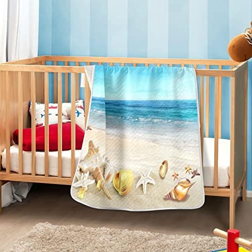 Чувајте ја starвездата на плажа на плажа бебешки ќебиња за девојчиња момчиња бебе дете, меко бебе ватенка кадифен креветче ќебе но