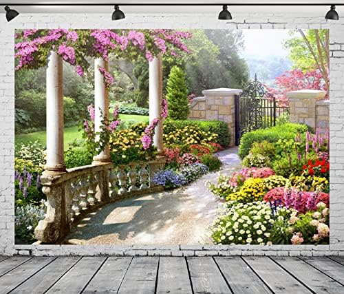 Белеко ткаенина 20x10ft романтична пролетна градина позадина за слики шарени цветни цвеќиња растенија тајна градина фотографија