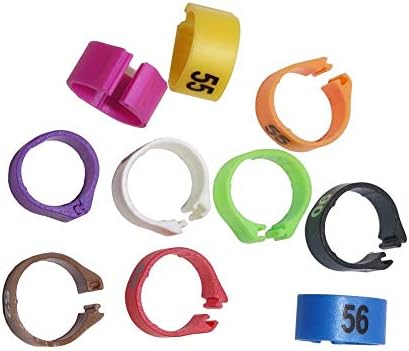 ЗБОРО 100 ПЦС 12мм 14мм Птица пластични клип прстени во боја на подножје бр.1-100 за 10 бои-70111