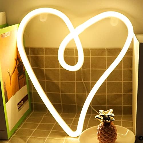 Love Heart Heart Neon Light Light alentine подарок за деца или неа, LED облик на срцев облик на неонски знаци светилка розова