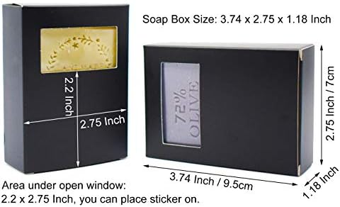 25 парчиња кутии за пакување со црн сапун за домашен сапун, кутии за сапуни од хартија со правоаголник со отворен прозорец за правоаголник