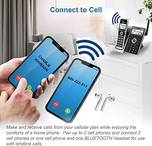VTech vs306-4 Dect 6.0 4 слушалки безжичен домашен телефон со Bluetooth, систем за одговарање, блокатор за паметни повици, ID на повик, објавување