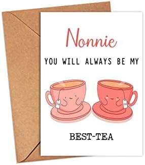 Nonnie Вие секогаш ќе бидете мојата најдобра чаша - Смешна картичка - Најдобра картичка за чај - картичка за Денот на мајката -