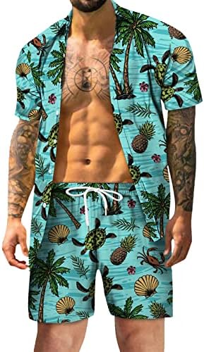 2023 година Нов ракав кратко печатено копче за лето -летни плажа Случајни машки пролетни обични кошули постави машки костуми