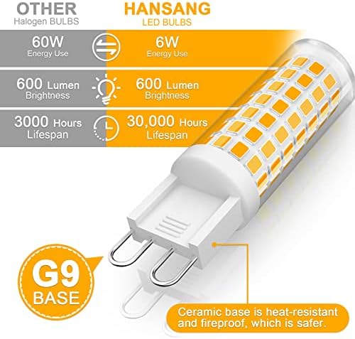 Хансанг 16 Пакет G9 LED Сијалица 3000k Топло Бело, Т4 G9 Керамички Би-Пински Основни Светилки, G9 Сијалица Еквивалентна НА 60W Халоген,