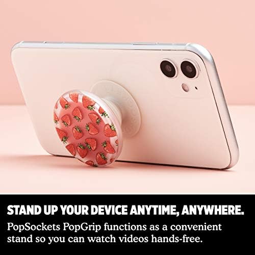PopSockets PopGrip Усни: Усна Мелем Телефон Зафат И Телефонски Држач, Склопувачки, Заменливи Врвот, Јагода Чувствува