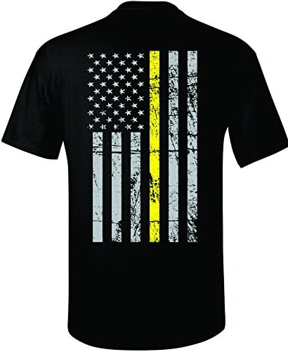 Патриотска облека тенка жолта линија 911 Дизајн на маица за диспечер